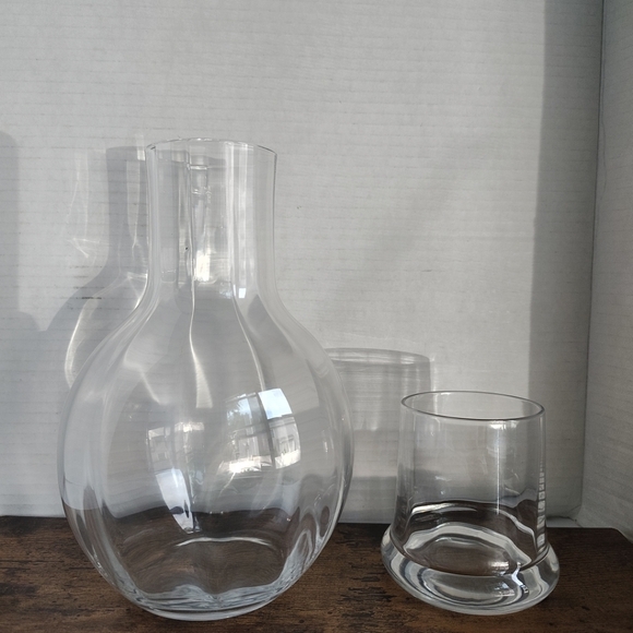 Other - Bedside Carafe Clear Glass Vintage Tumble Up Glass Set Interior Vertical Design